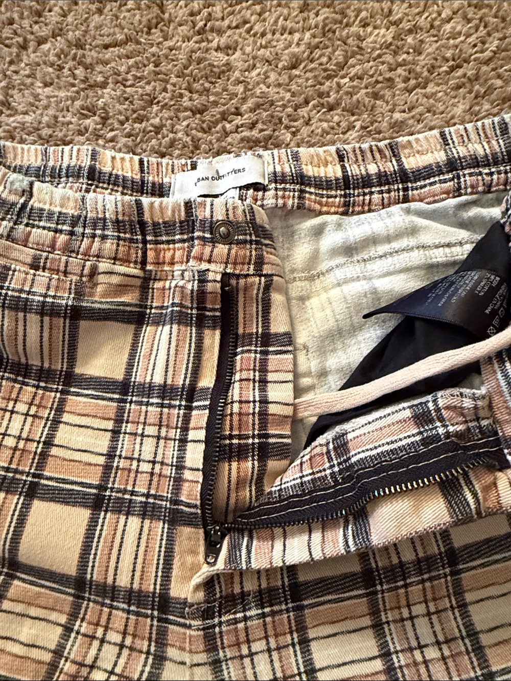 Urban Outfitters Tan Plaid Pull-On Skinny Pants Size Medium 2018 - Picture 2 of 13